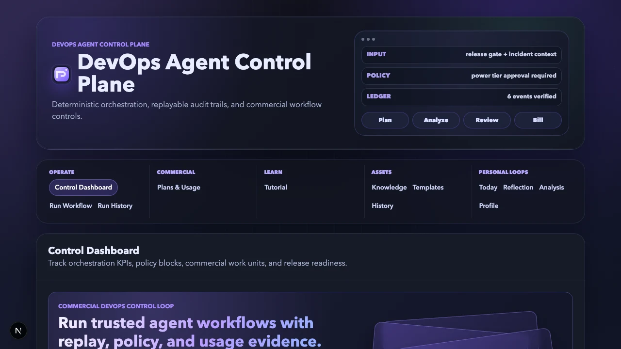 DevOps Agent Control Plane 工作流首页